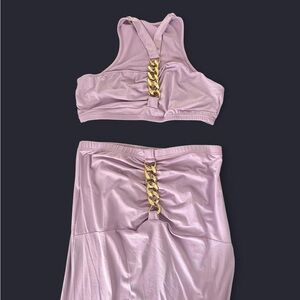 SHEIN Lilac Gold Chain-Back Crop Top and maxi skirt set